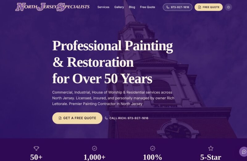 North Jersey Specialists website homepage on desktop
